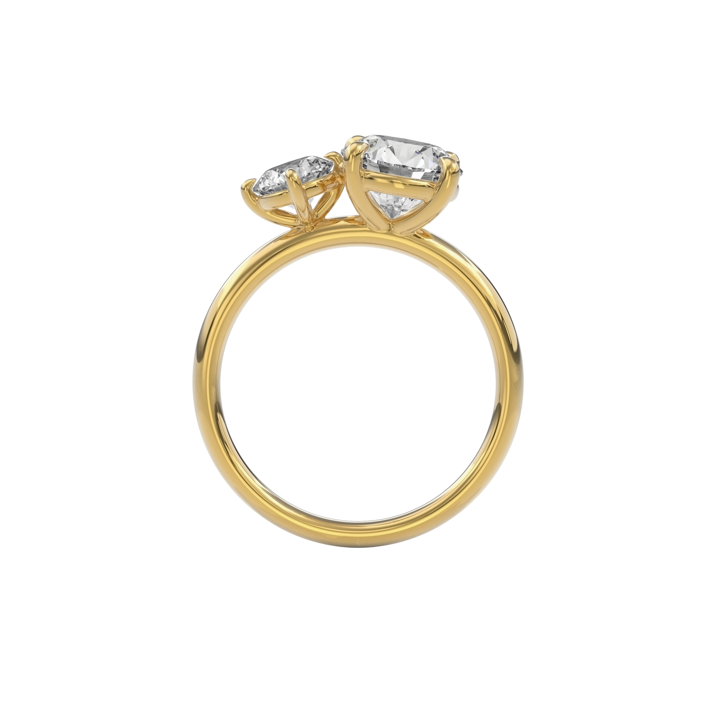 Callisto Two Stones Engagement Ring Round•Yellow Gold