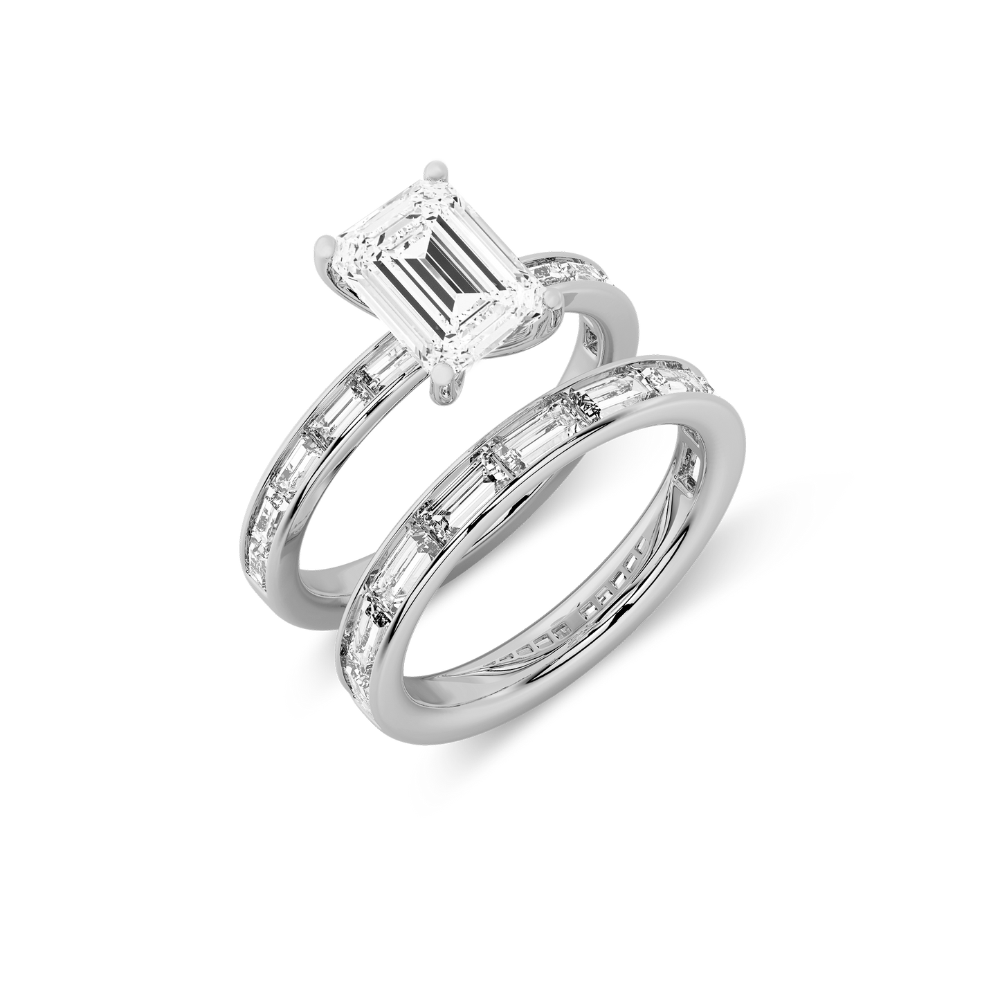 Channel Set Baguette Diamond Engagement Ring in 14K White Gold