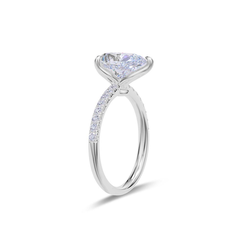 Dia Solitaire Pave Engagement Ring Pear•White Gold
