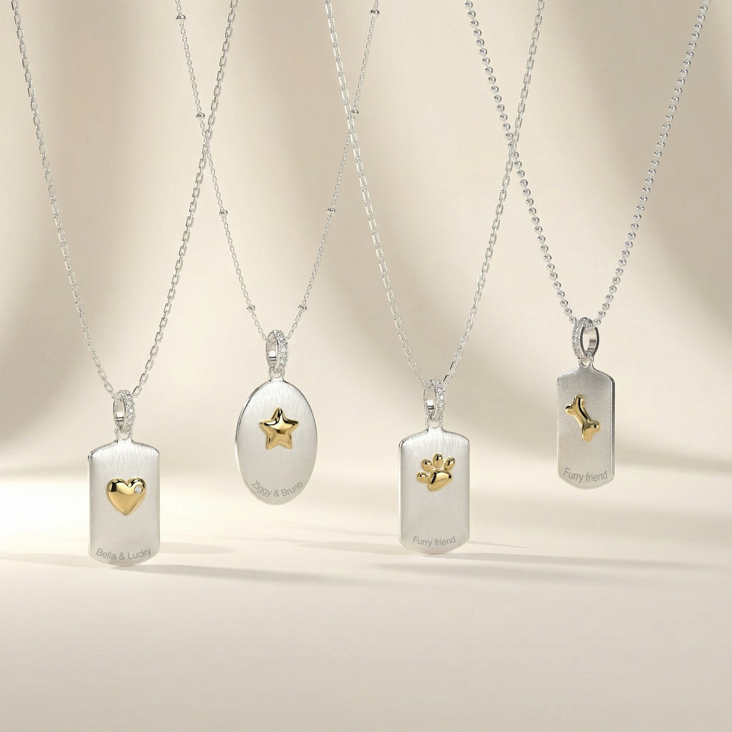 Double-Sided Custom Paw Squircle Necklace AW24N005S