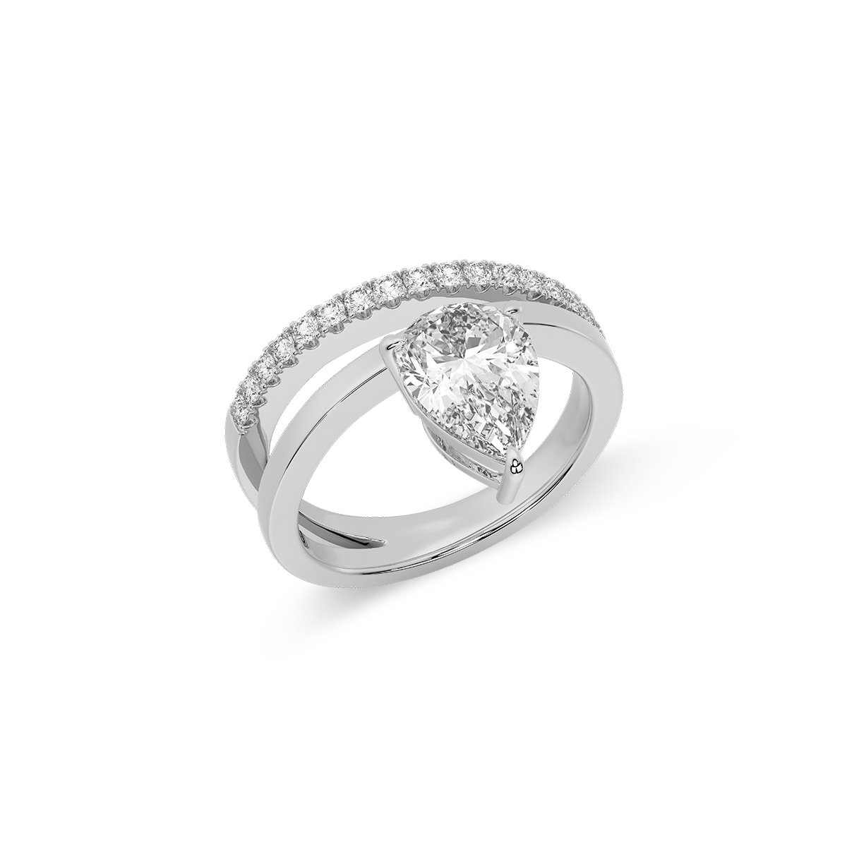 Vow Meteor Pear Ring in 14k White Gold