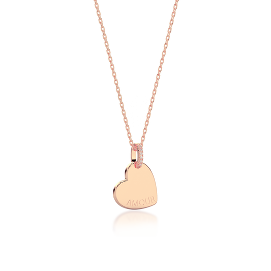 18K Rose Gold Plated Heart Engravable Pendant SP003