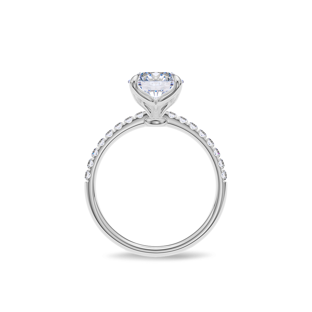 Dia Solitaire Pave Engagement Ring Round•White Gold