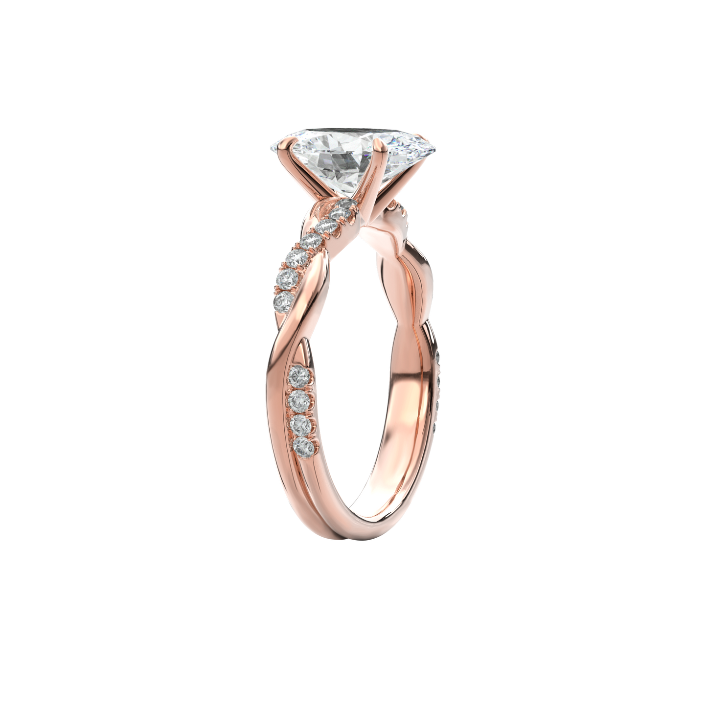 Rhea Twisted Pave Engagement Ring Oval•Rose Gold