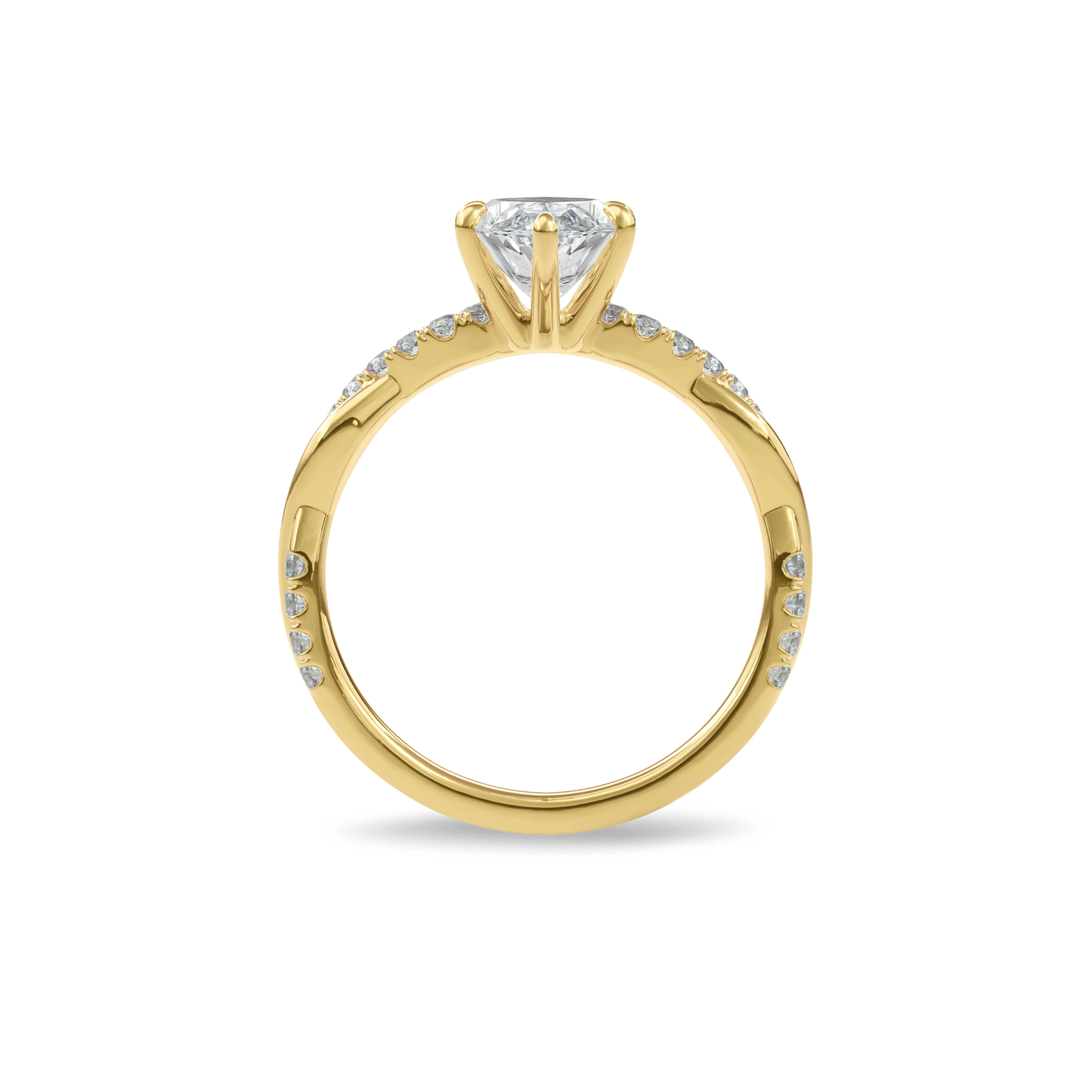 Rhea Twisted Pave Engagement Ring Marquise•Yellow Gold