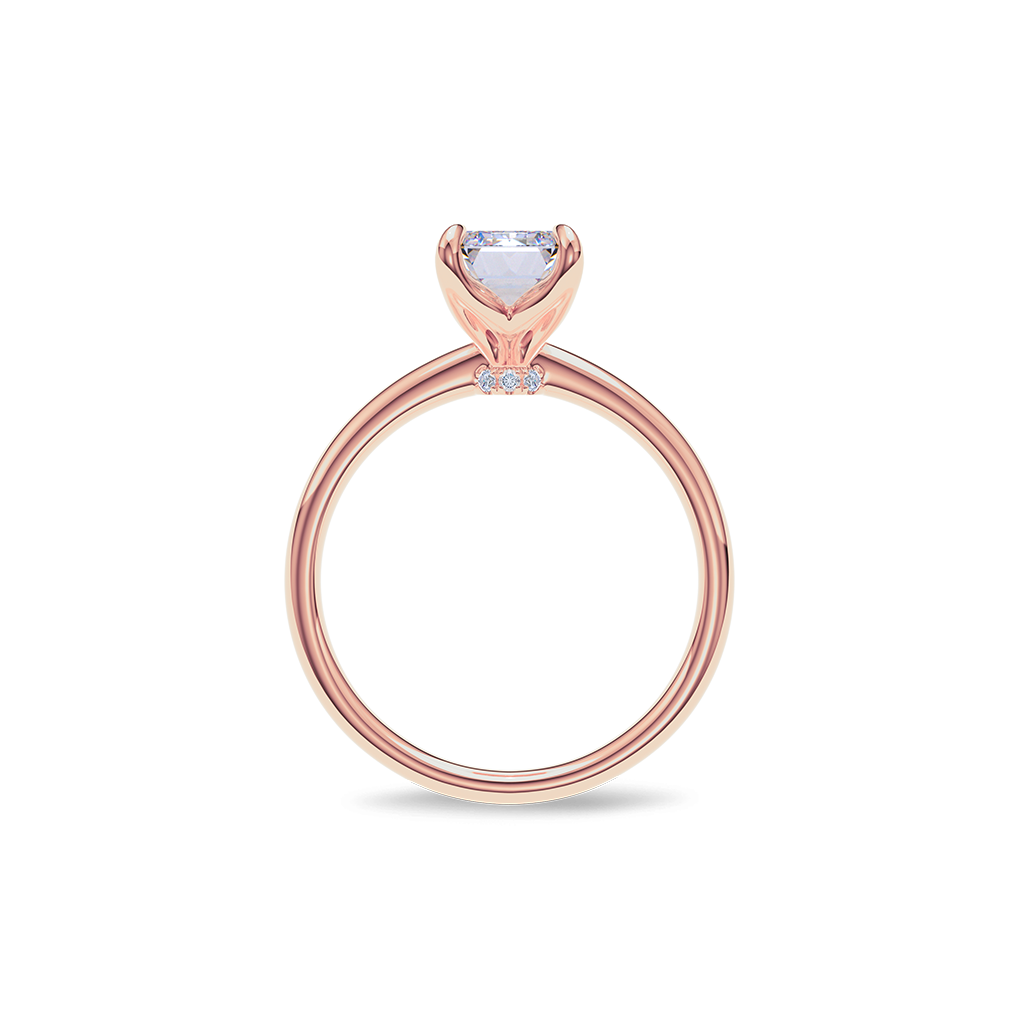 Dia Solitaire Engagement Ring Emerald•Rose Gold