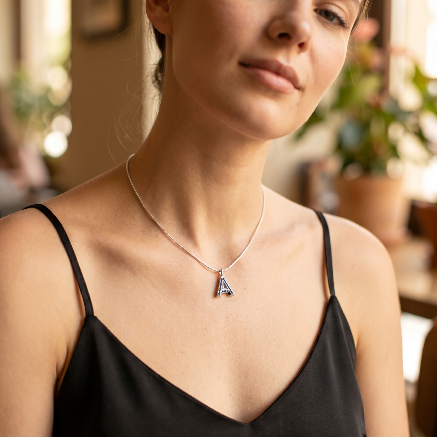 Rhodium Plated Signature Initial Necklace SN046