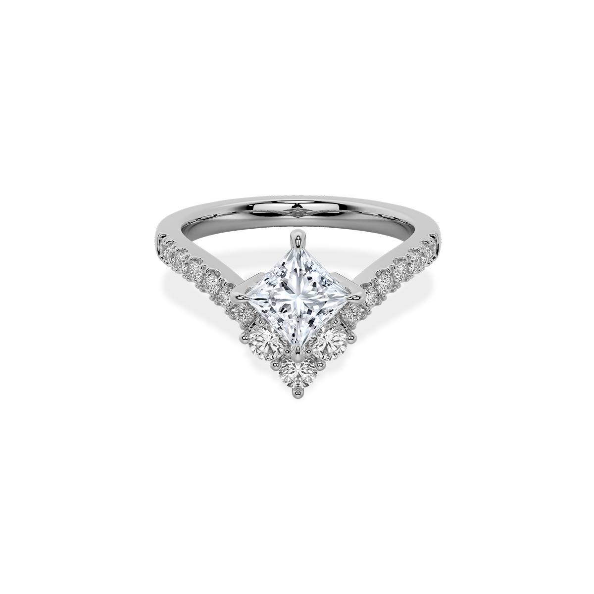 Princess Tiara Ring in 14k White Gold