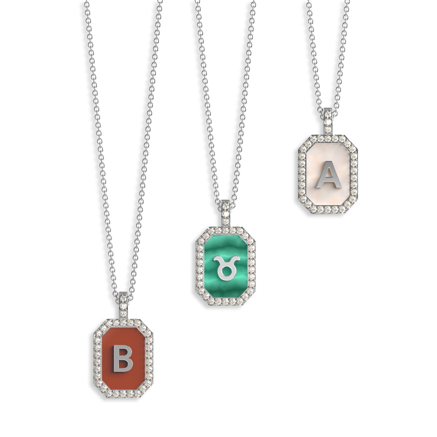 18k Gold Plated Silver Pearl Initial Zodiac & Initial Gemstone Pendant Necklace – Octagon  AW24N004G