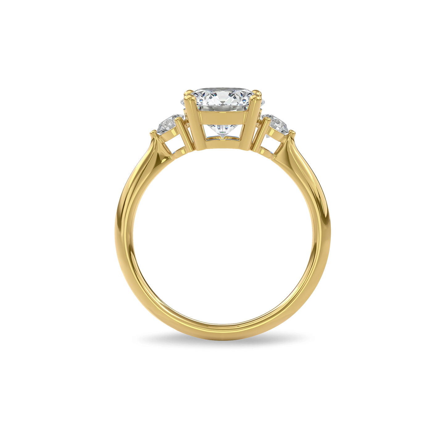 Daphnis Three Stones Engagement Ring Round•Yellow Gold