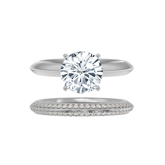 Round Lab Grown Diamond Engagement Set Ring in 14K White Gold