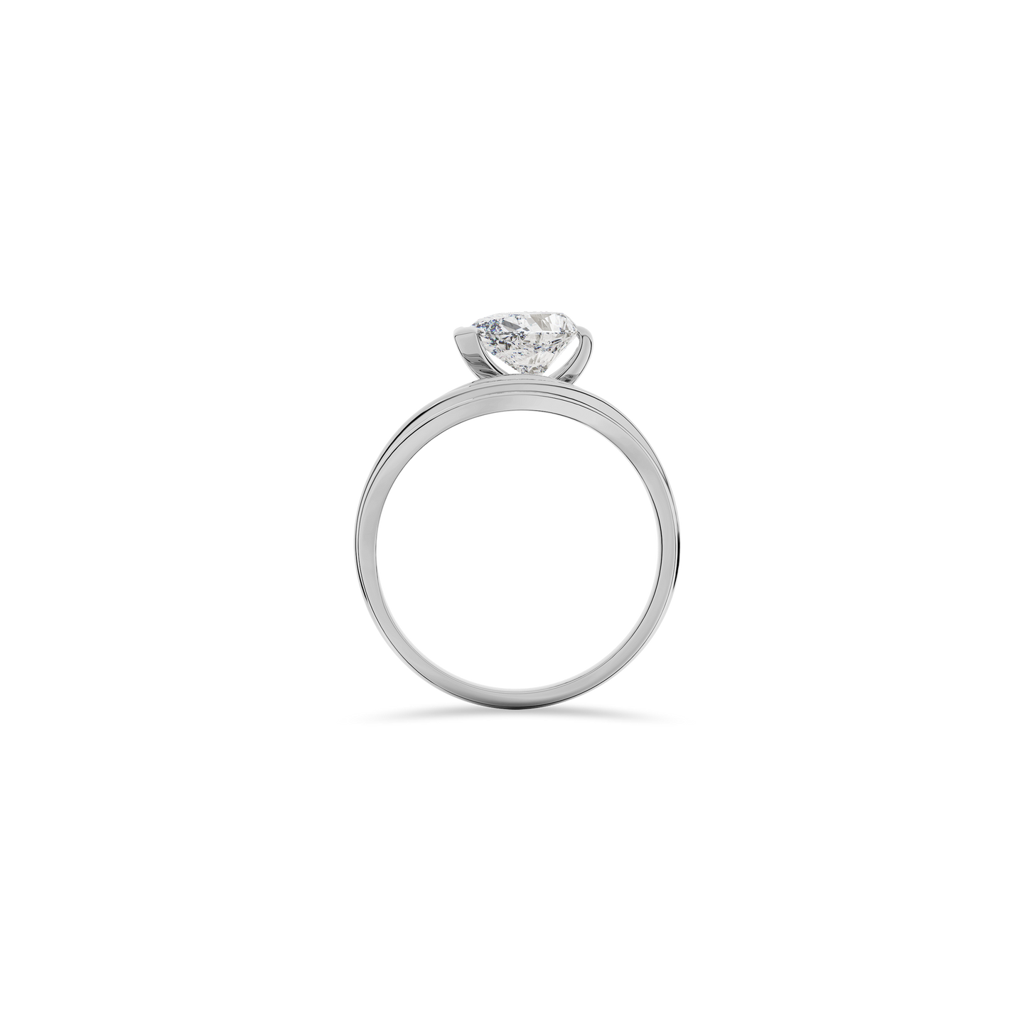 Pear  Luna Curve Ring in White Gold
