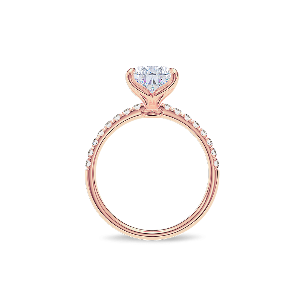 Dia Solitaire Pave Engagement Ring Pear•Rose Gold