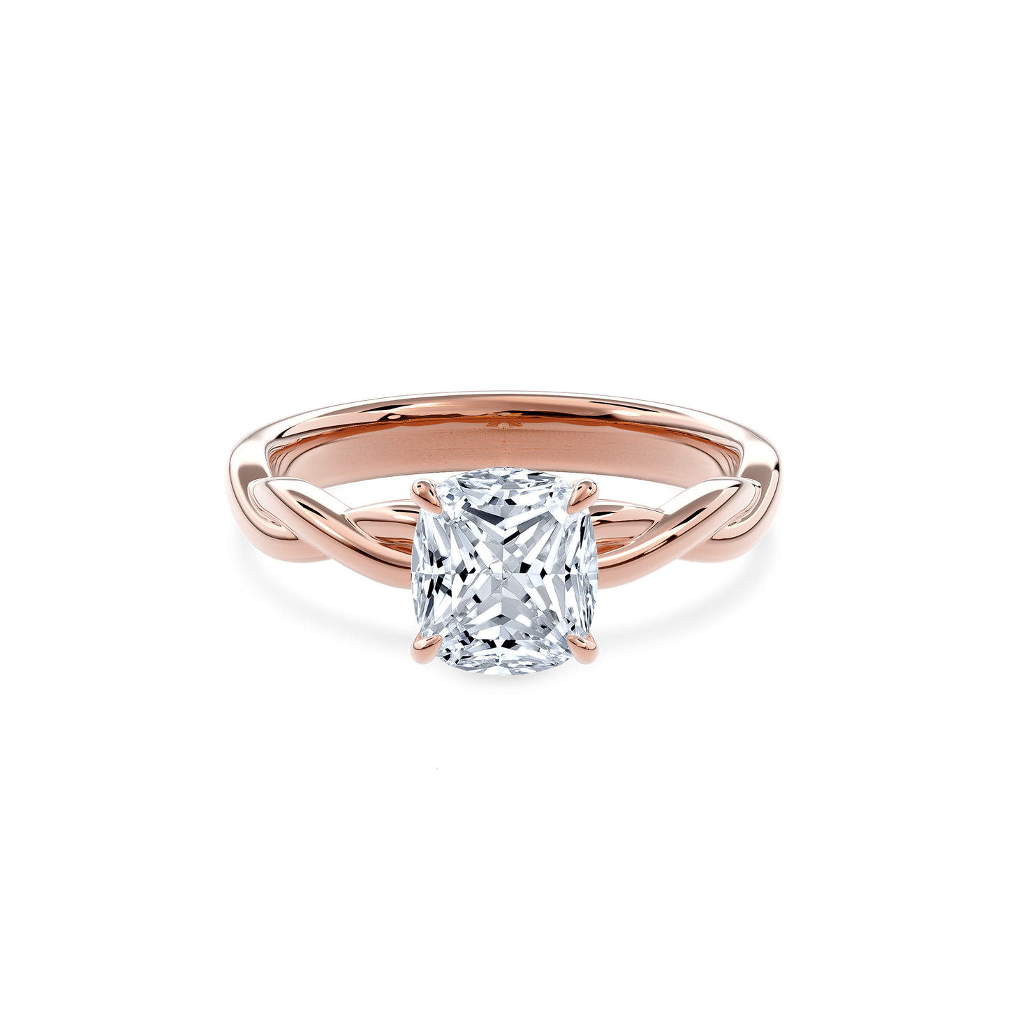 Rhea Twisted Engagement Ring Cushion•Rose Gold