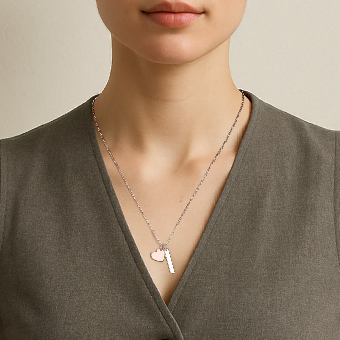 18K Rose Gold Plated Heart Engravable Pendant SP003