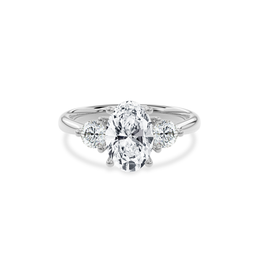 Daphnis Three Stones Engagement Ring Oval•White Gold