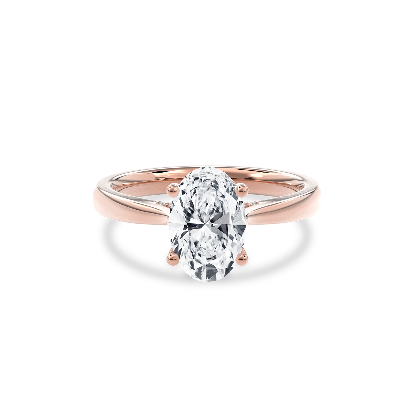 Elara Hidden Halo Salitaire Engagement Ring Oval•Rose Gold