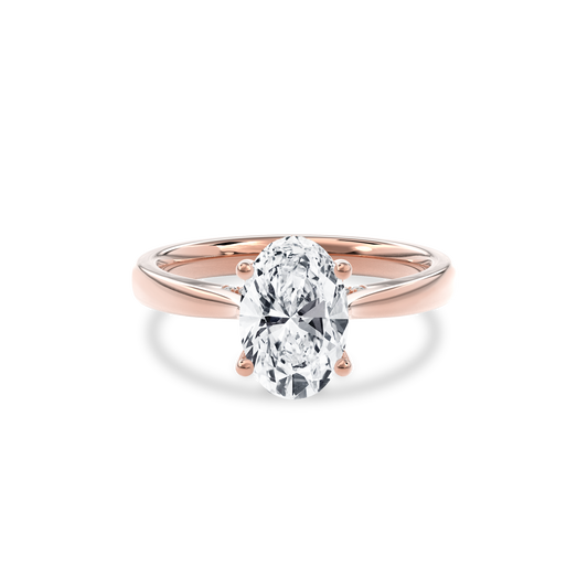 Elara Hidden Halo Salitaire Engagement Ring Oval•Rose Gold