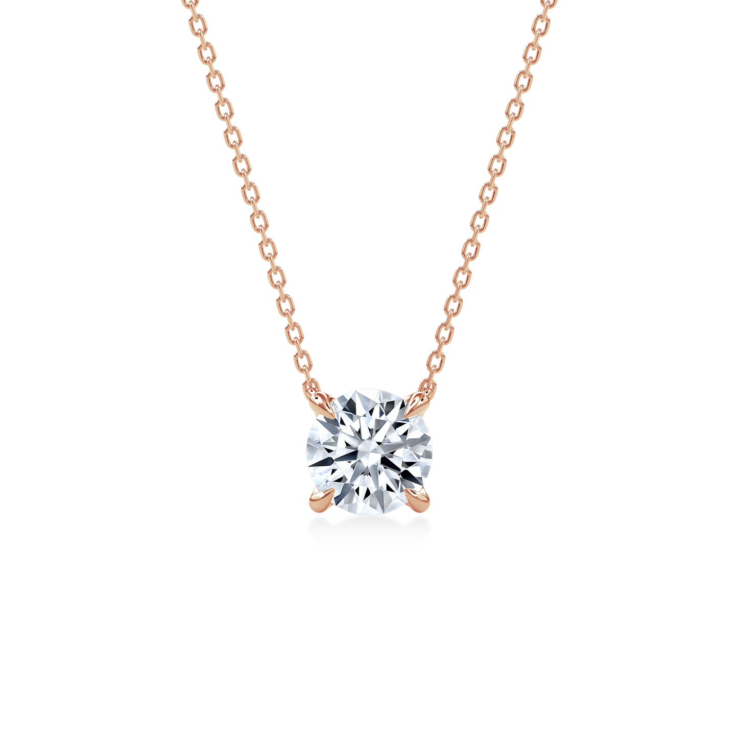 Dia Solitaire Necklace Round•Rose Gold