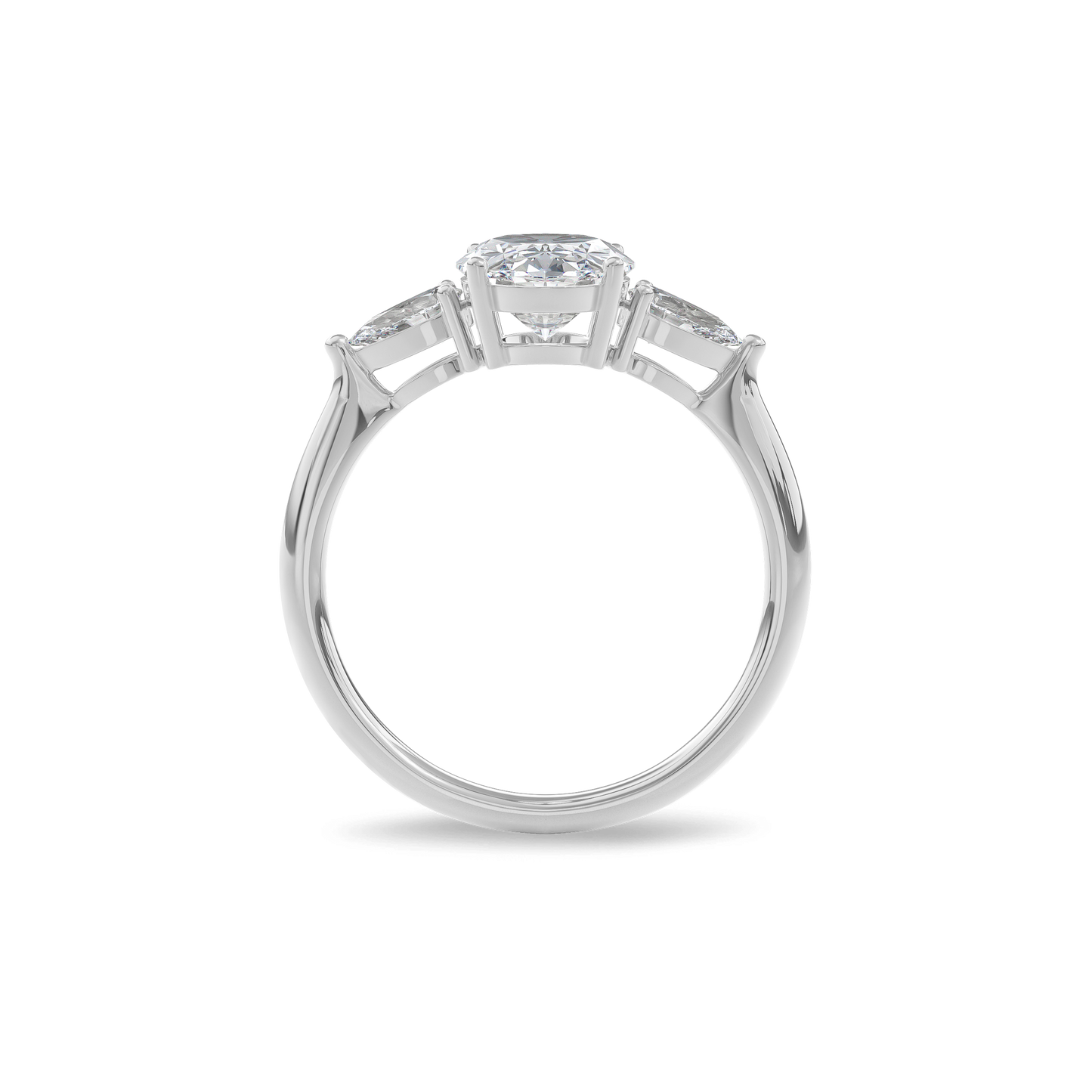 Daphnis Three Stones Engagement Ring Oval•White Gold