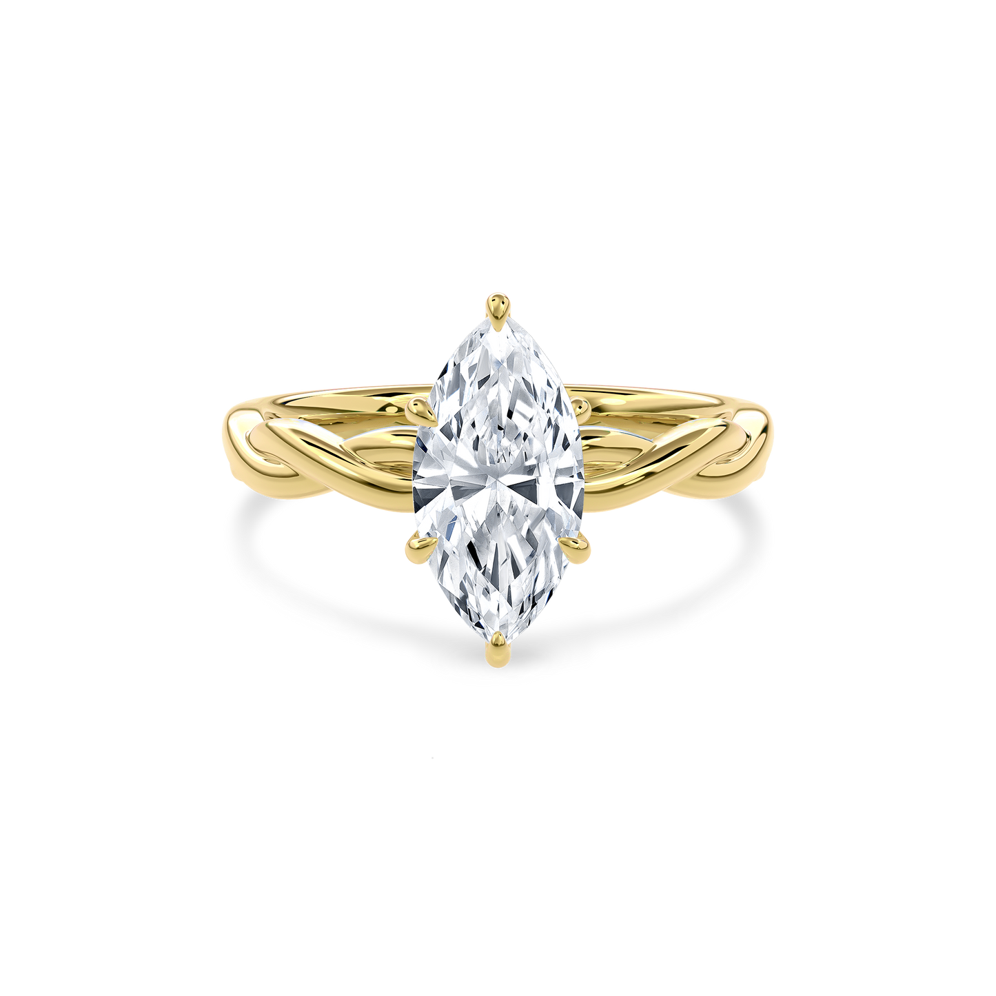 Rhea Twisted Engagement Ring Marquise•Yellow Gold