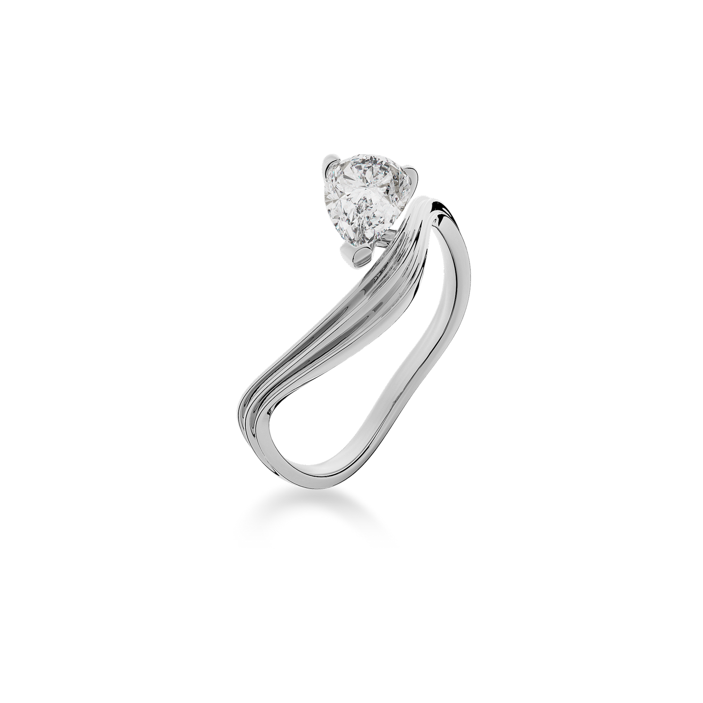 Pear  Luna Curve Ring in White Gold