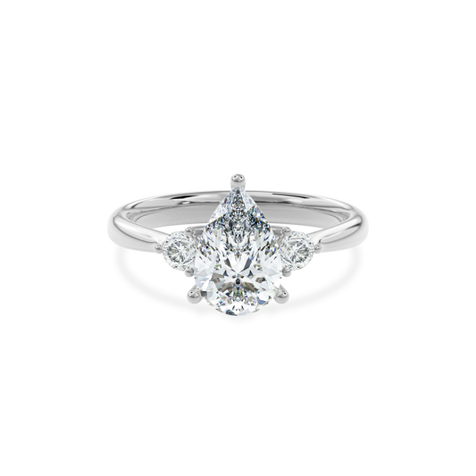 Daphnis Three Stones Engagement Ring Pear•White Gold