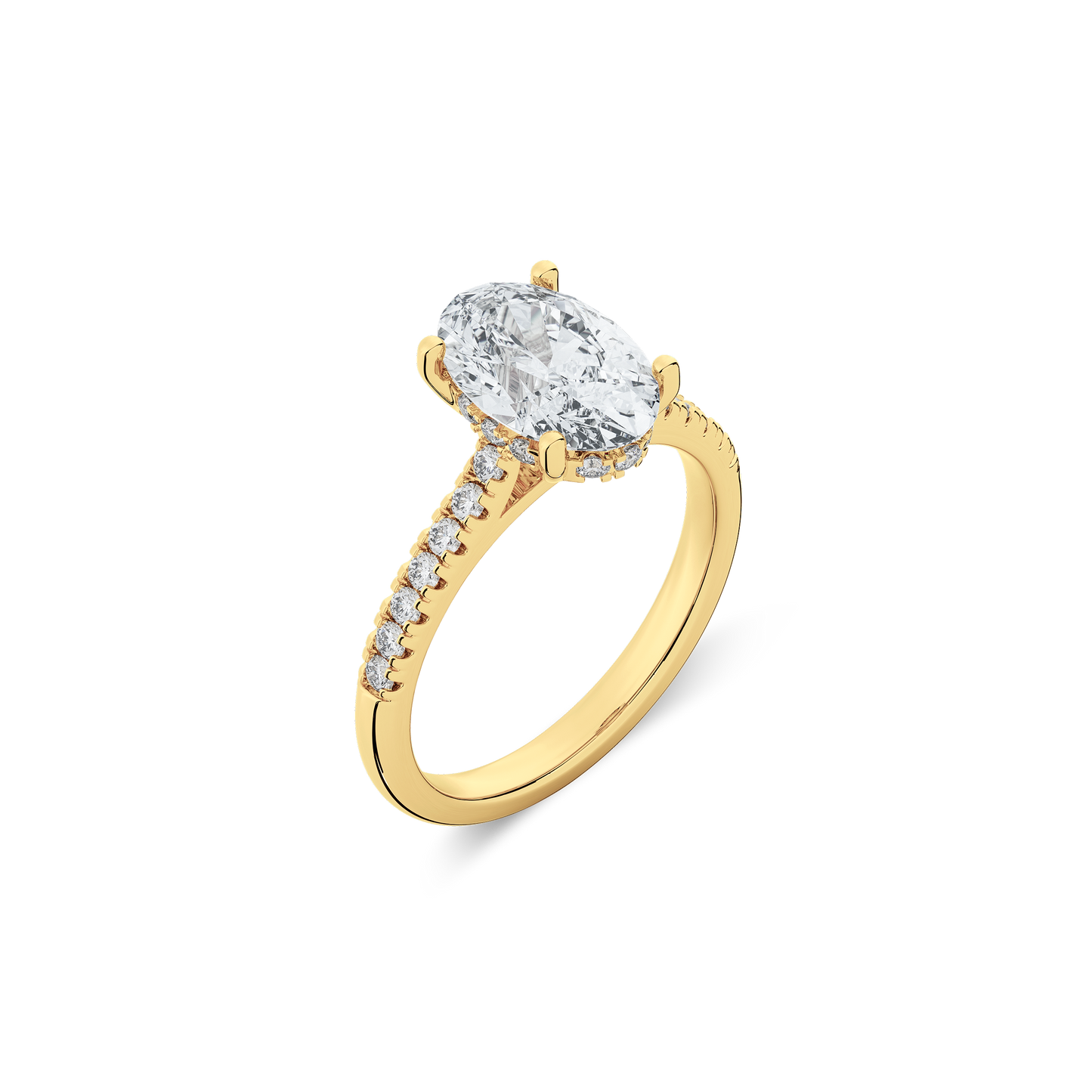 Hidden Halo II Oval Lab Grown Diamond Ring in 14K Gold