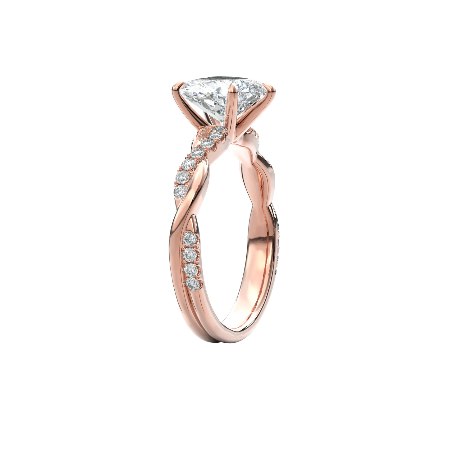 Rhea Twisted Pave Engagement Ring Heart•Rose Gold