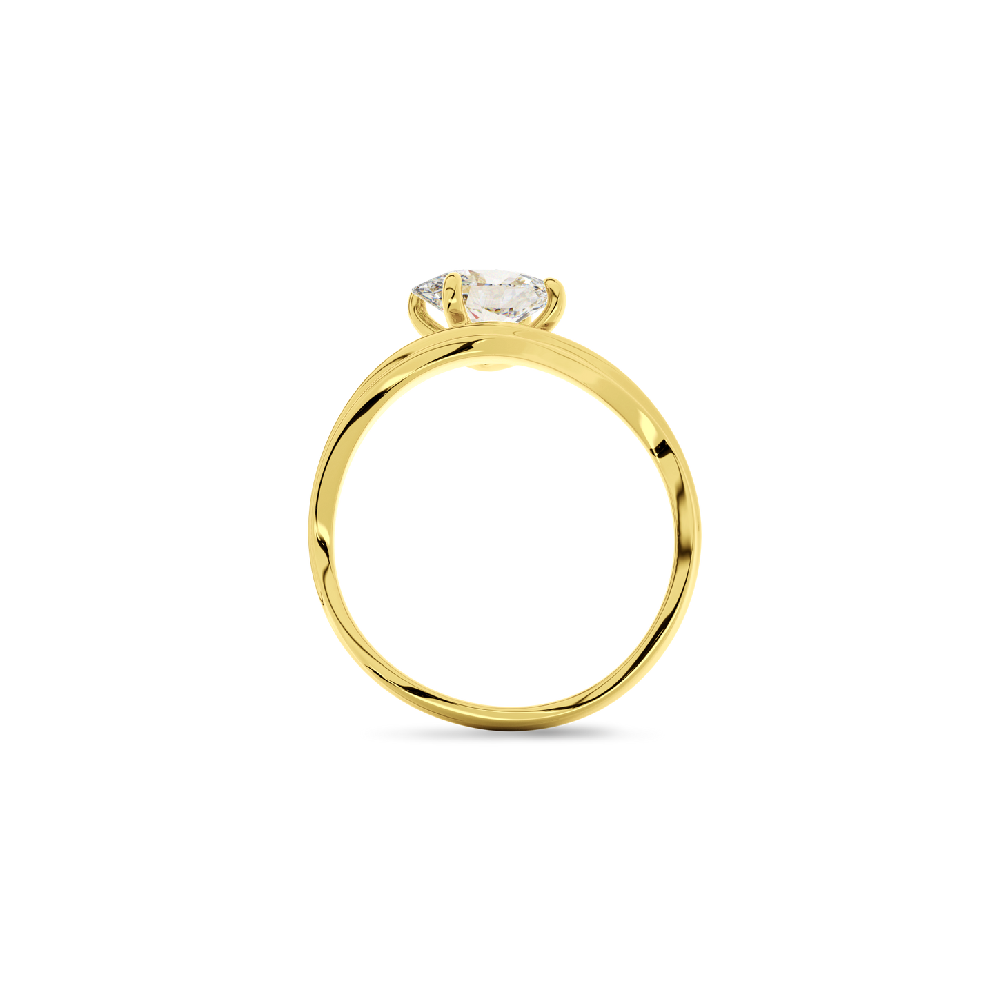 Oval  Luna Curve Ring in Yellow Gold