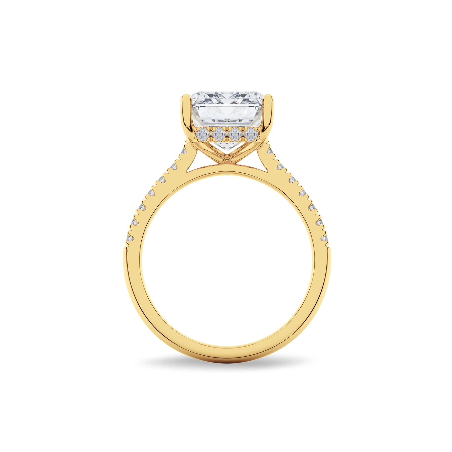 Hidden Halo II Emerald  Lab Grown Diamond Ring in 14K Gold