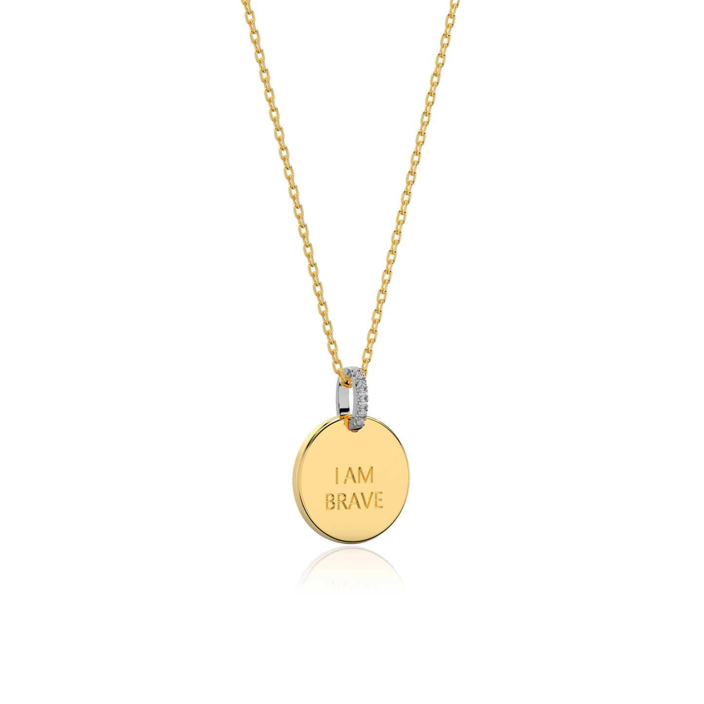 18K Gold Plated Silver Round Engravable Necklace SS25N001R