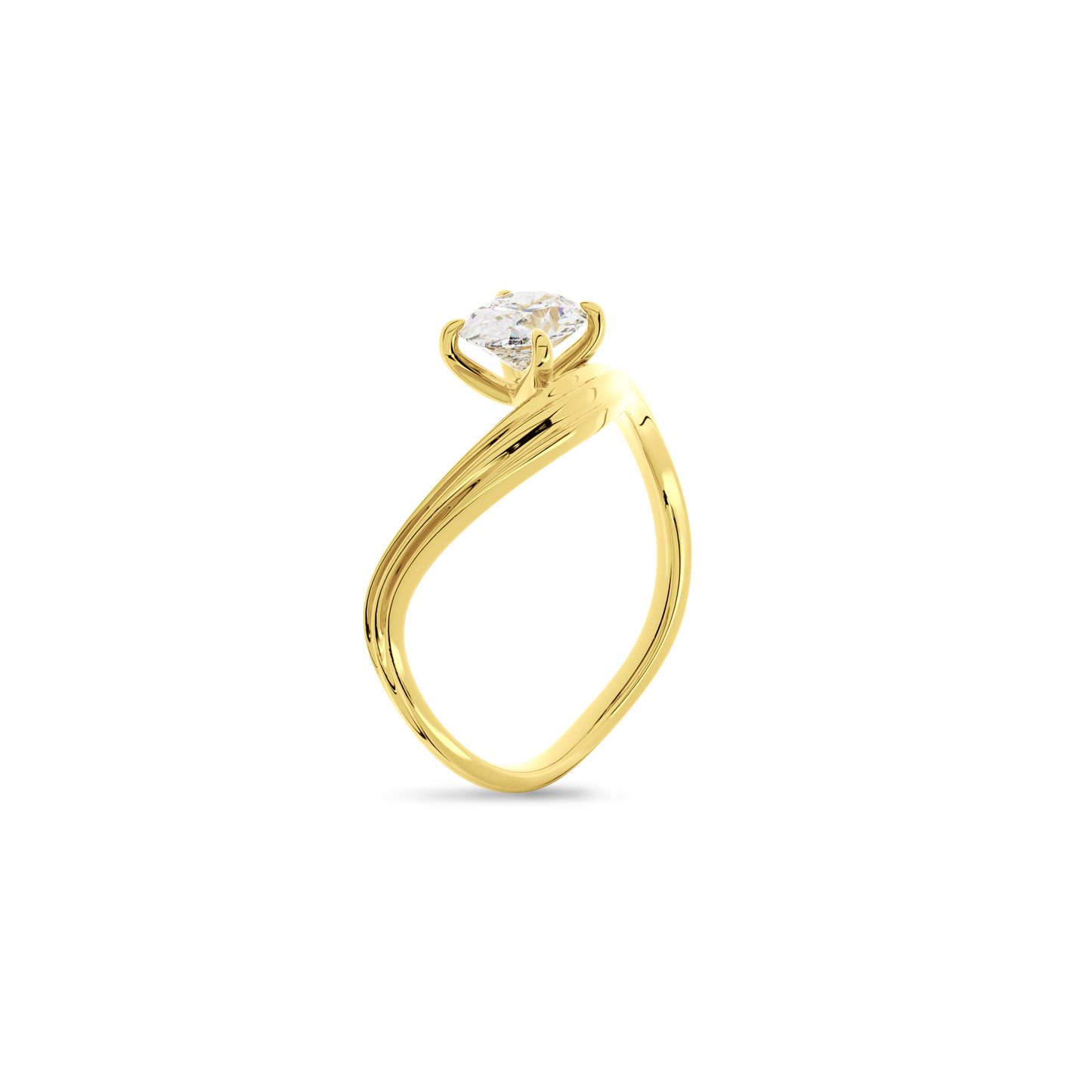 Oval  Luna Curve Ring in Yellow Gold
