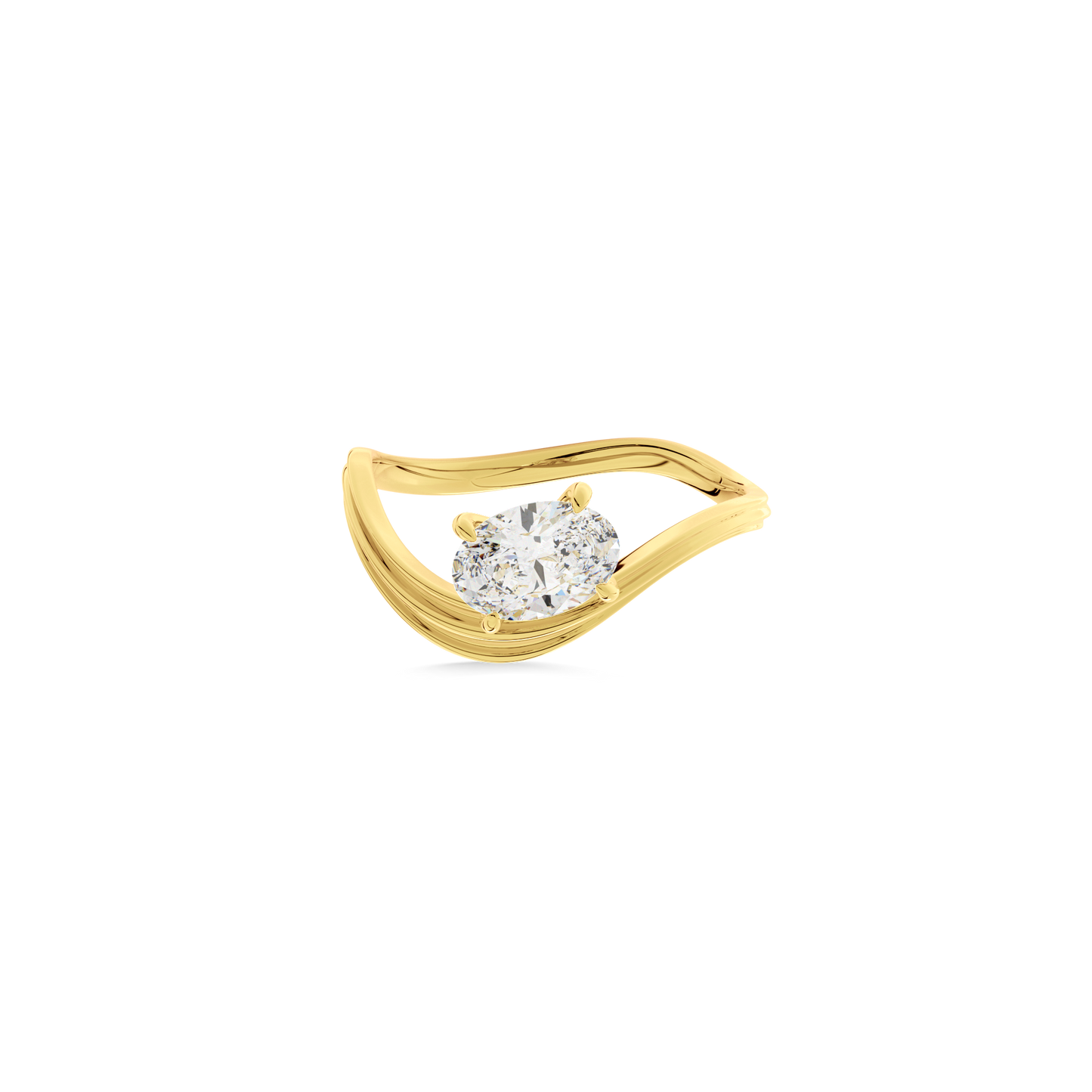 Oval  Luna Curve Ring in Yellow Gold