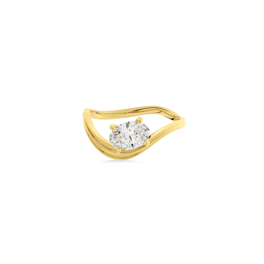 Oval  Luna Curve Ring in Yellow Gold