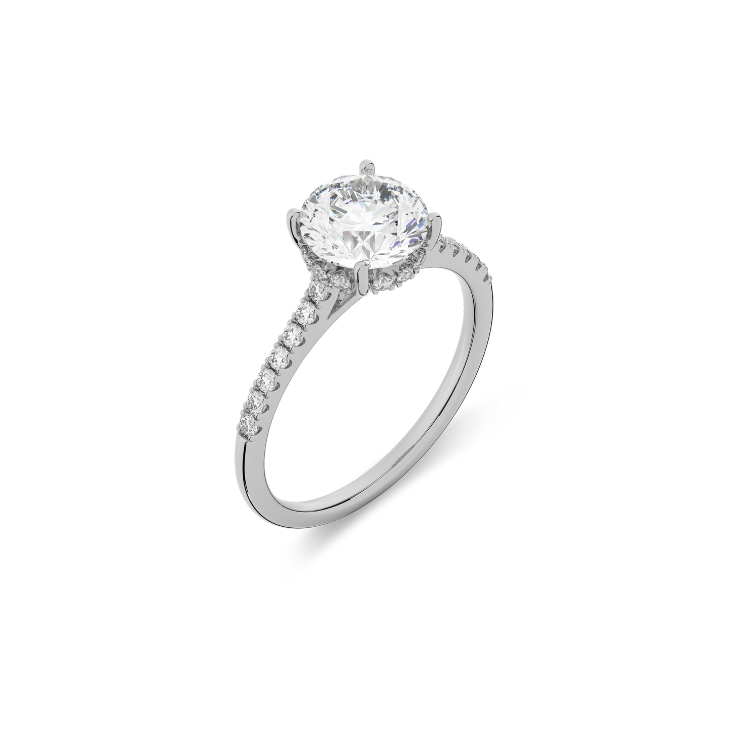 Hidden Halo II Round  Lab Grown Diamond Ring in 14K White Gold
