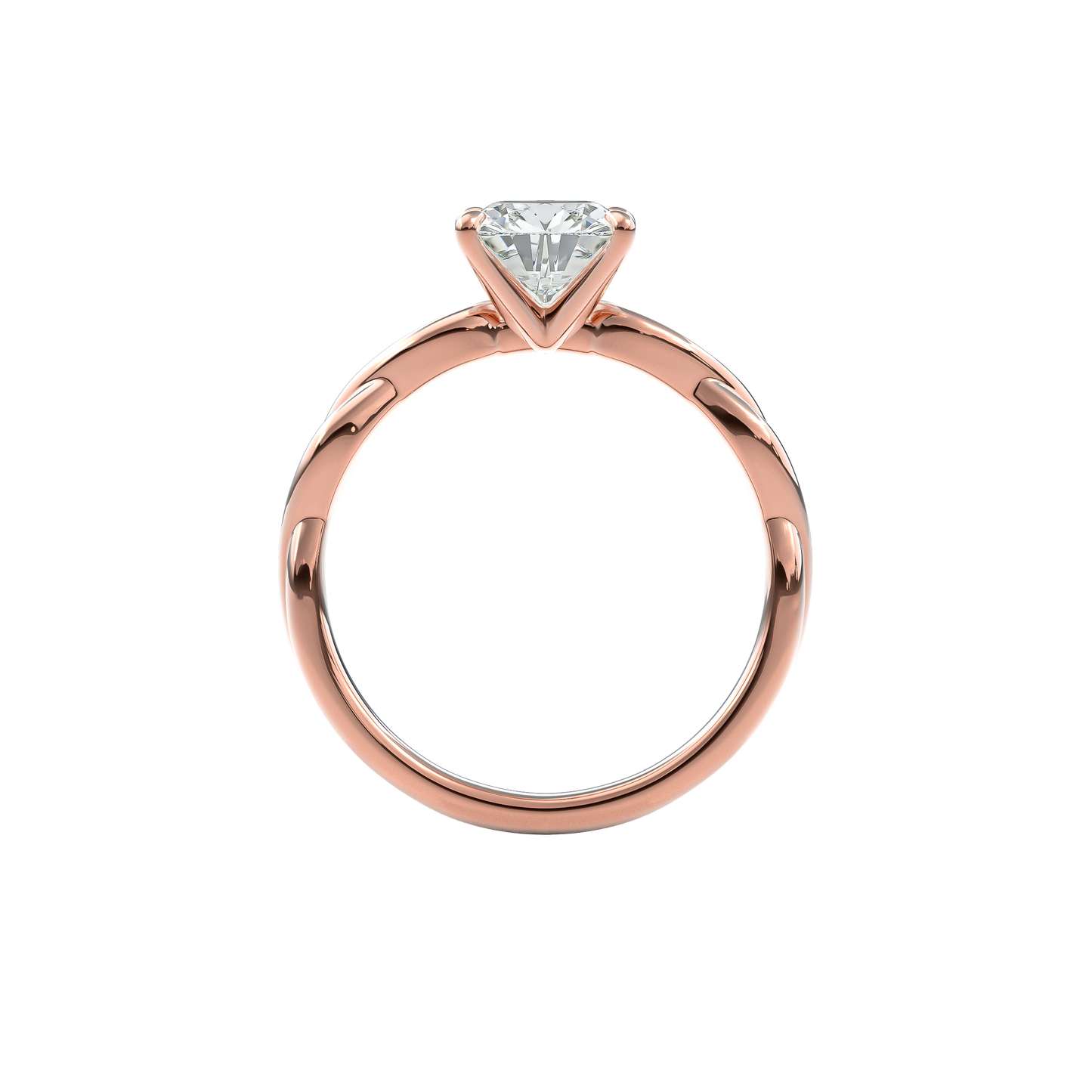 Rhea Twisted Engagement Ring Cushion•Rose Gold