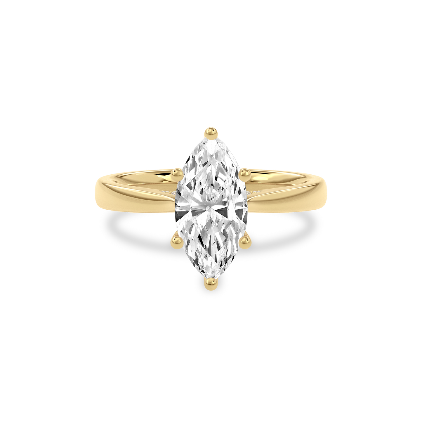 Elara Hidden Halo Salitaire Engagement Ring Marquise•Yellow Gold