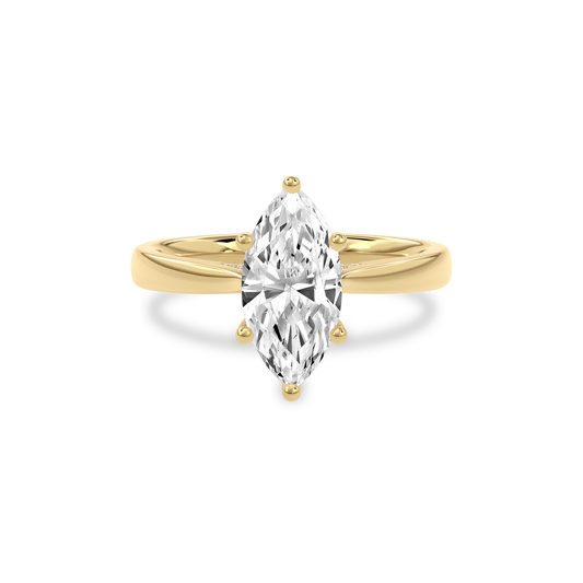 Elara Hidden Halo Salitaire Engagement Ring Marquise•Yellow Gold