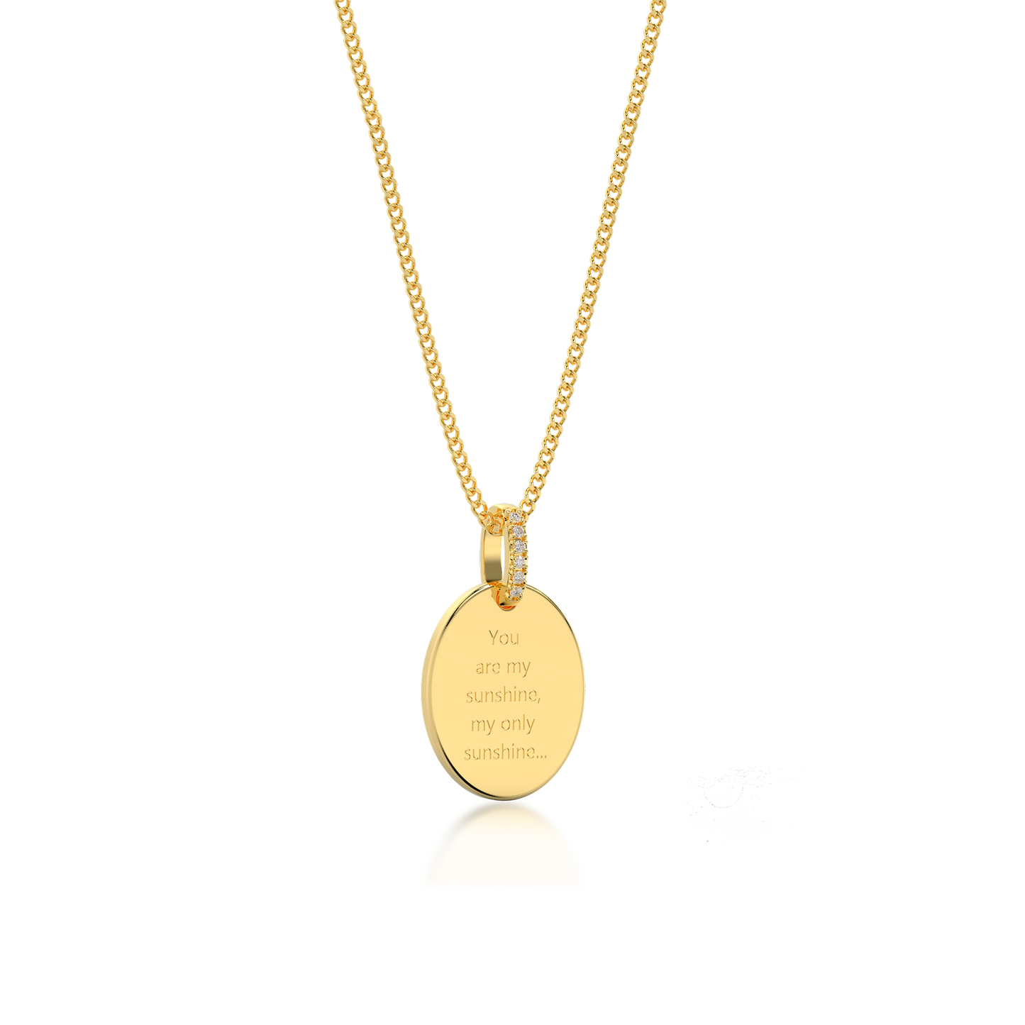 18K Gold Plated Silver Oval Engravable Necklace SS25N001O