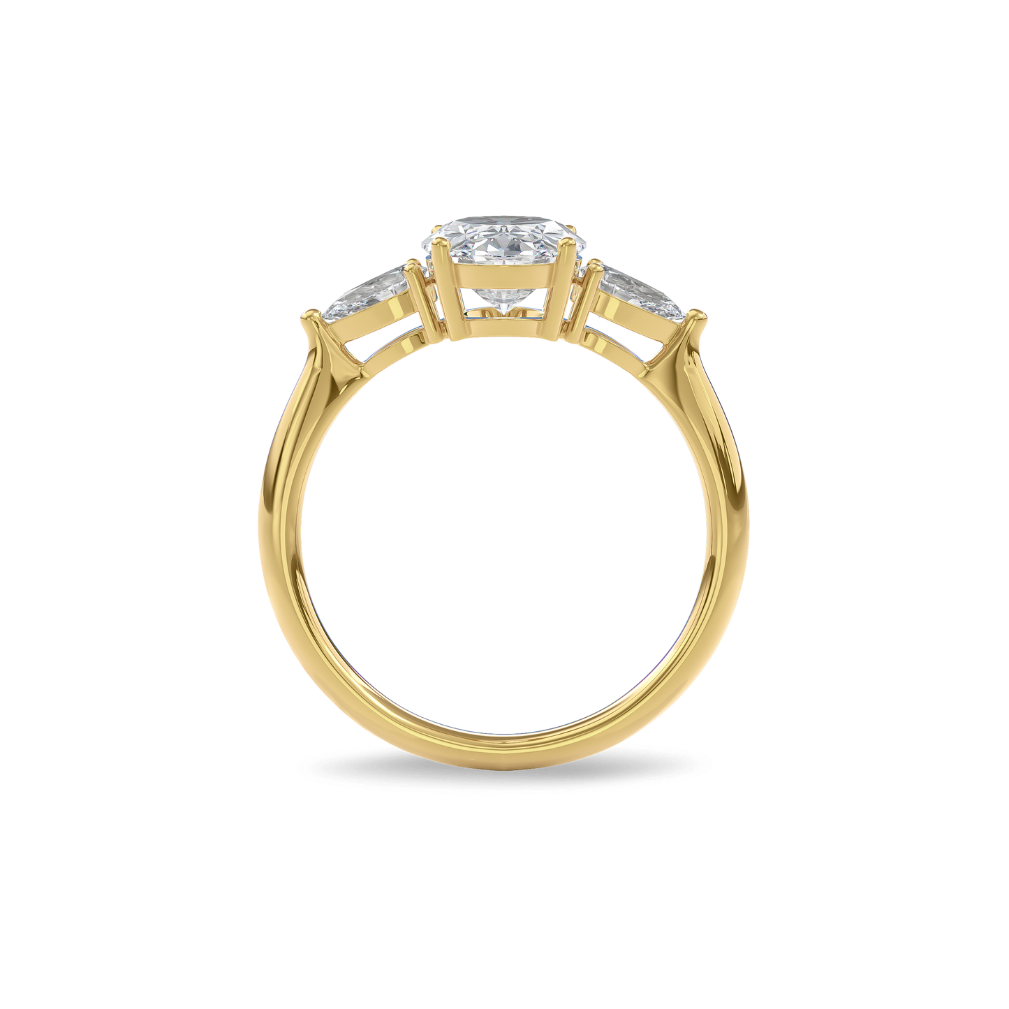 Daphnis Three Stones Engagement Ring Oval•Yellow Gold