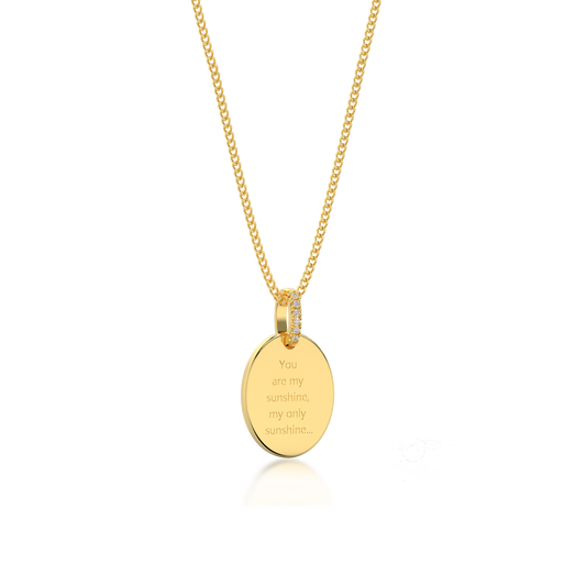 18K Gold Plated Oval Engravable Pendant SP003