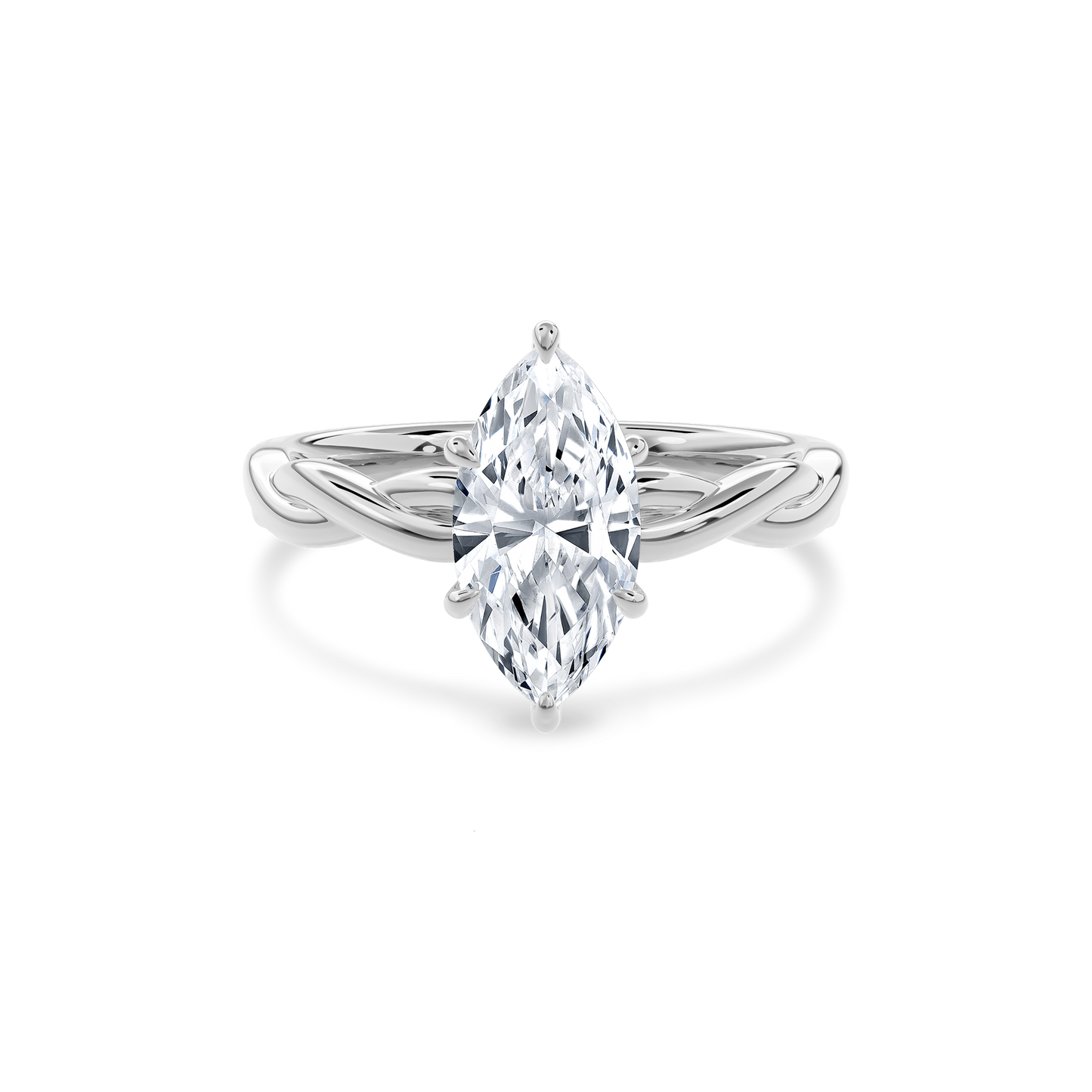 Rhea Twisted Engagement Ring Marquise•White Gold