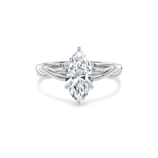 Rhea Twisted Engagement Ring Marquise•White Gold