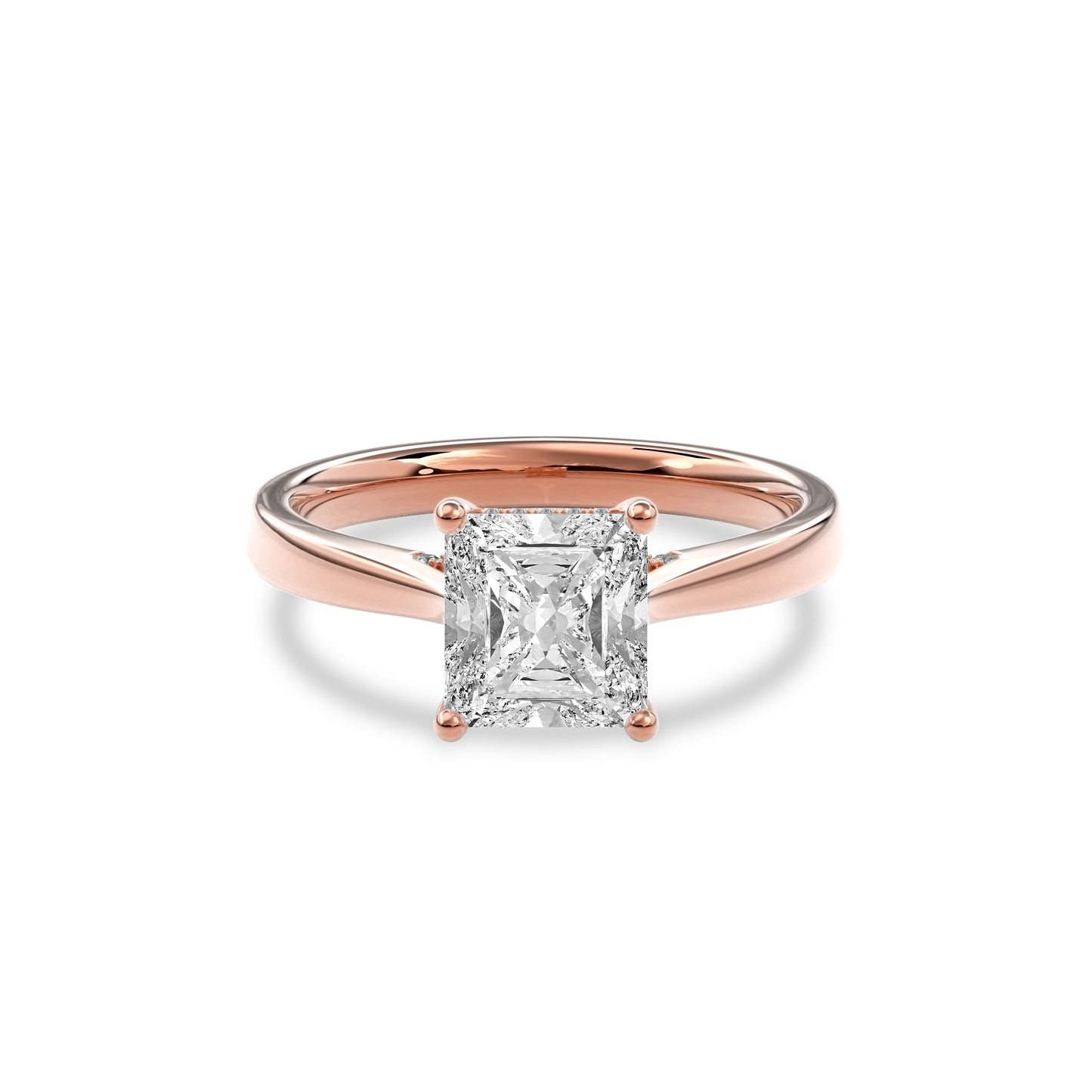 Elara Hidden Halo Salitaire Engagement Ring Radiant•Rose Gold