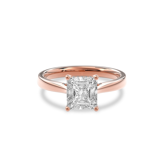 Elara Hidden Halo Salitaire Engagement Ring Radiant•Rose Gold