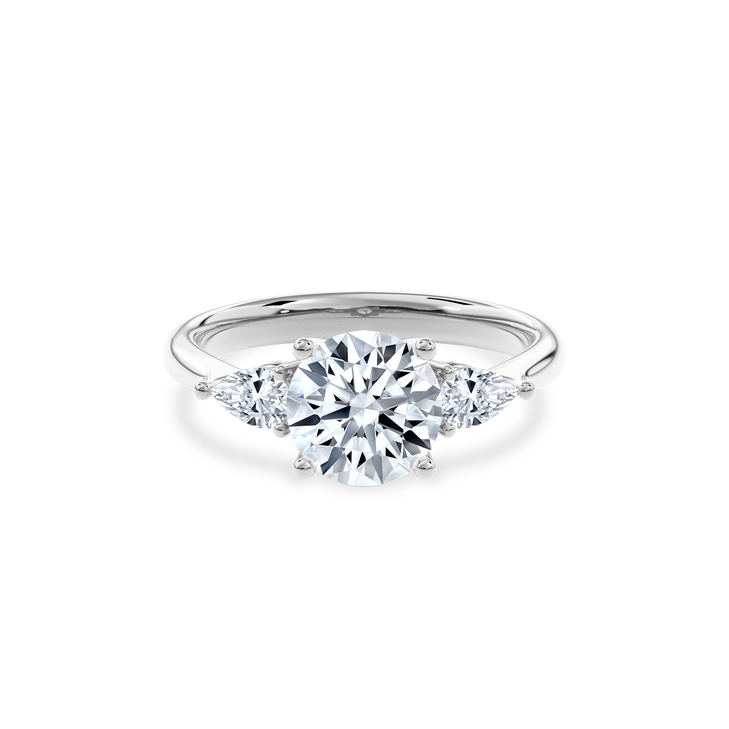 Daphnis Three Stones Engagement Ring Round•White Gold