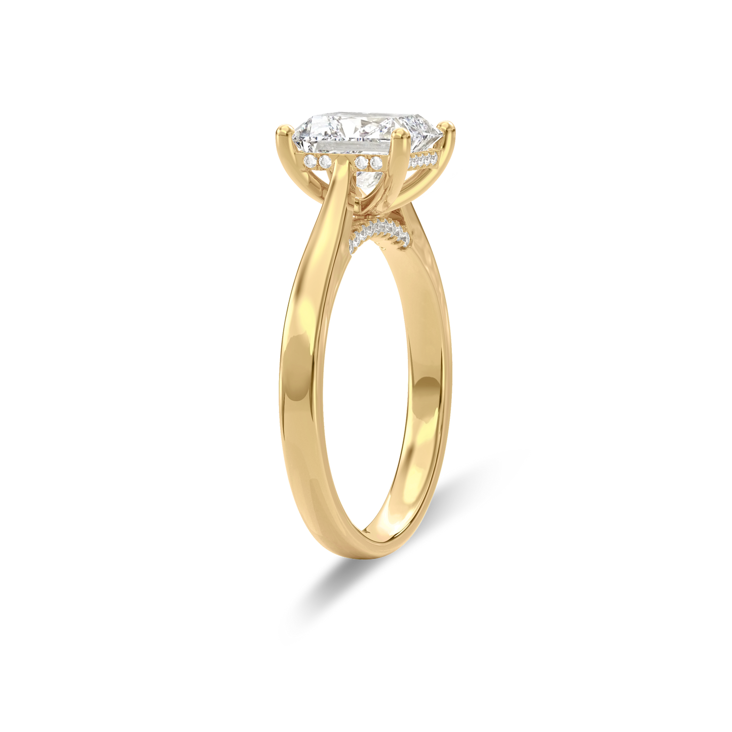 Elara Hidden Halo Salitaire Engagement Ring Radiant•Yellow Gold