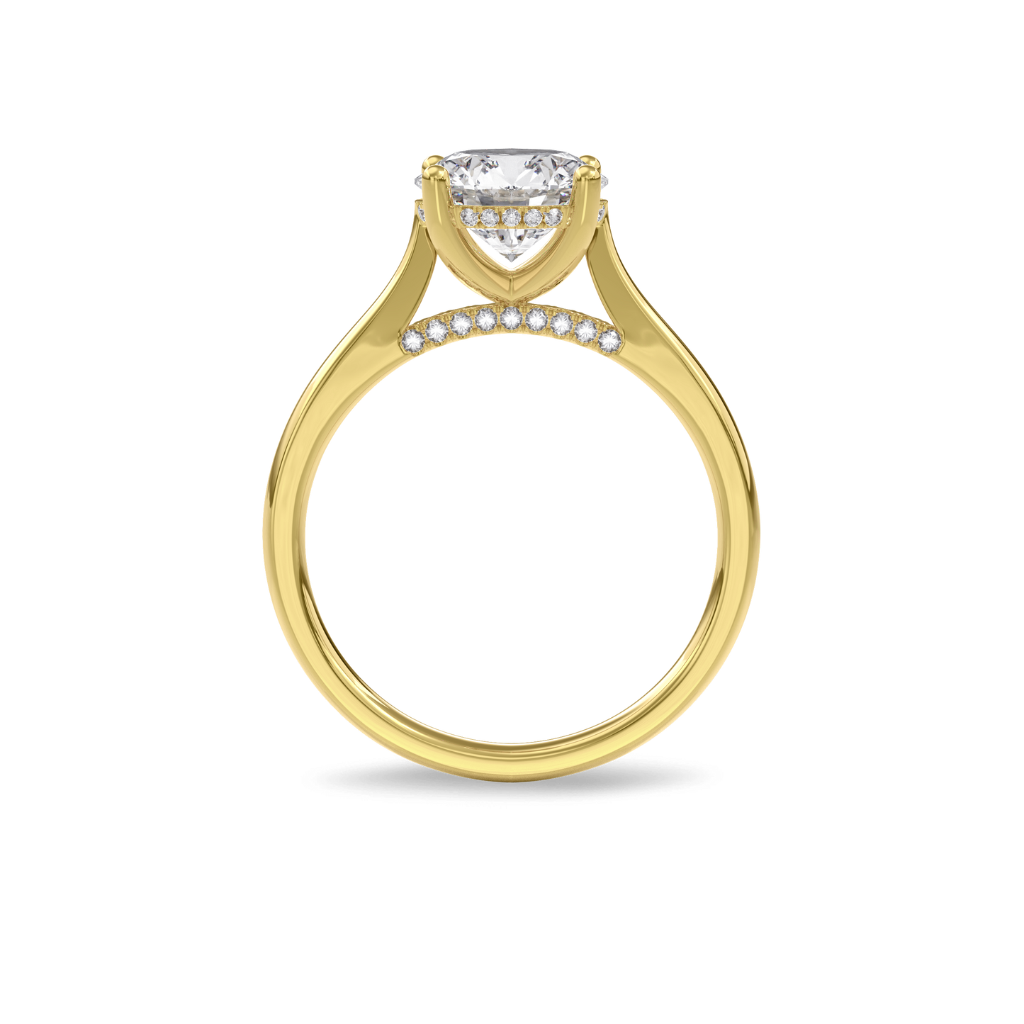 Elara Hidden Halo Salitaire Engagement Ring Round•Yellow Gold