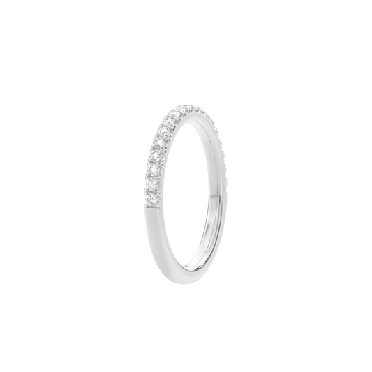 1.8mm Half Pavé Diamond Wedding Band in White Gold